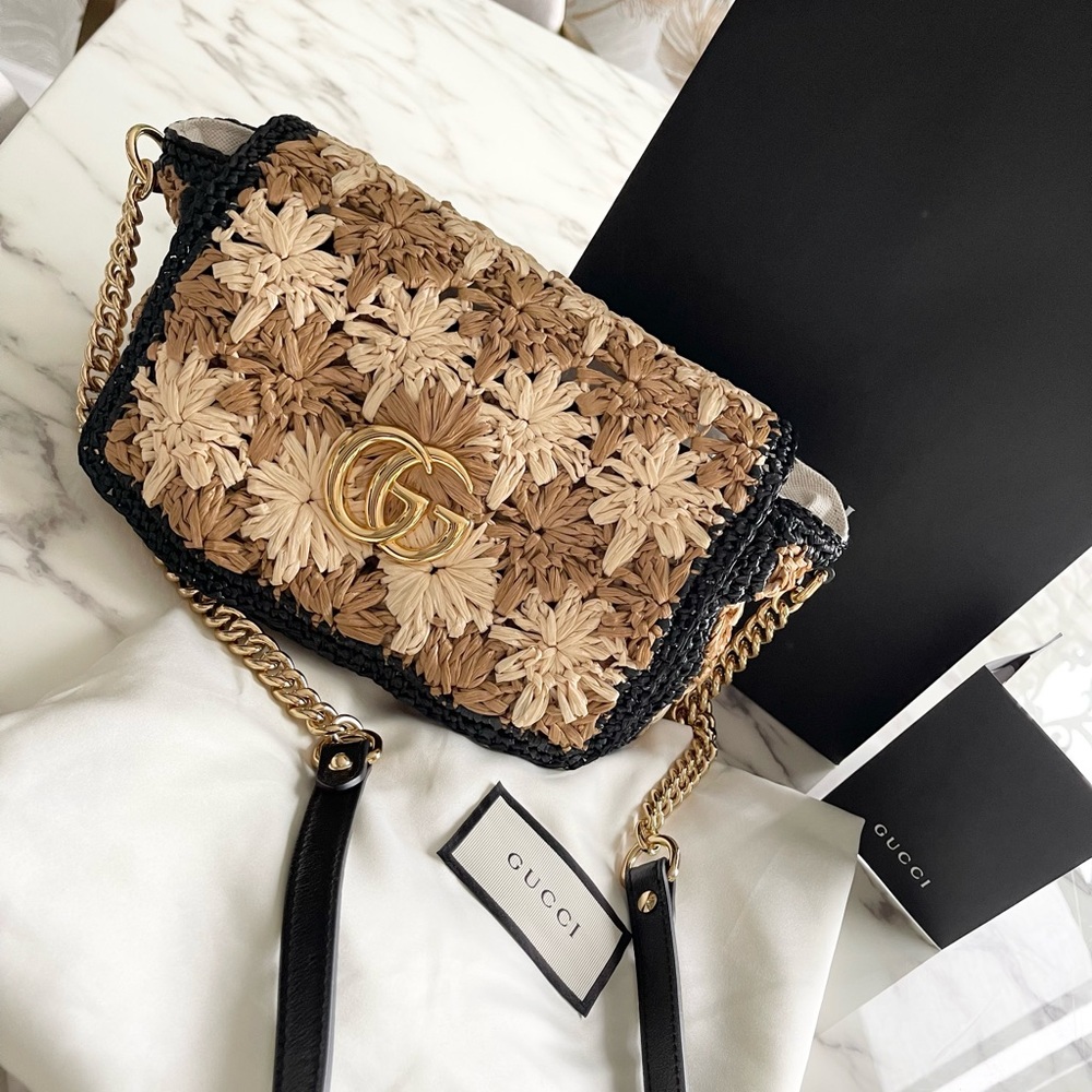 NEW Gucci flap bag straw handmade